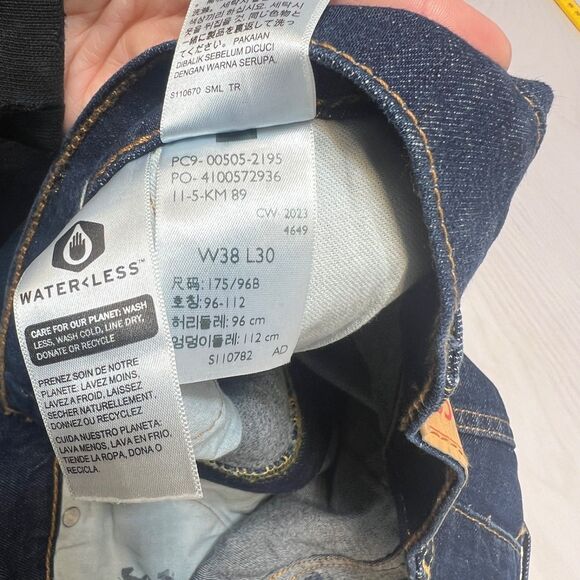 Levi's 505 Jeans Mens Size 38x30 Dark Blue Regular Straight Rigid Denim Pants - Picture 8 of 8